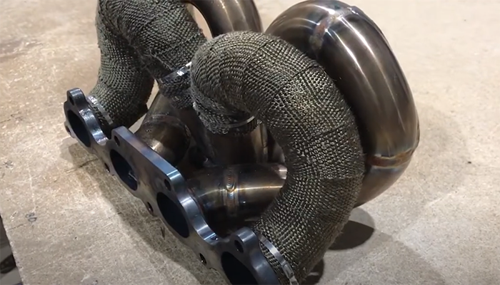 exhaust wrap partially installed
