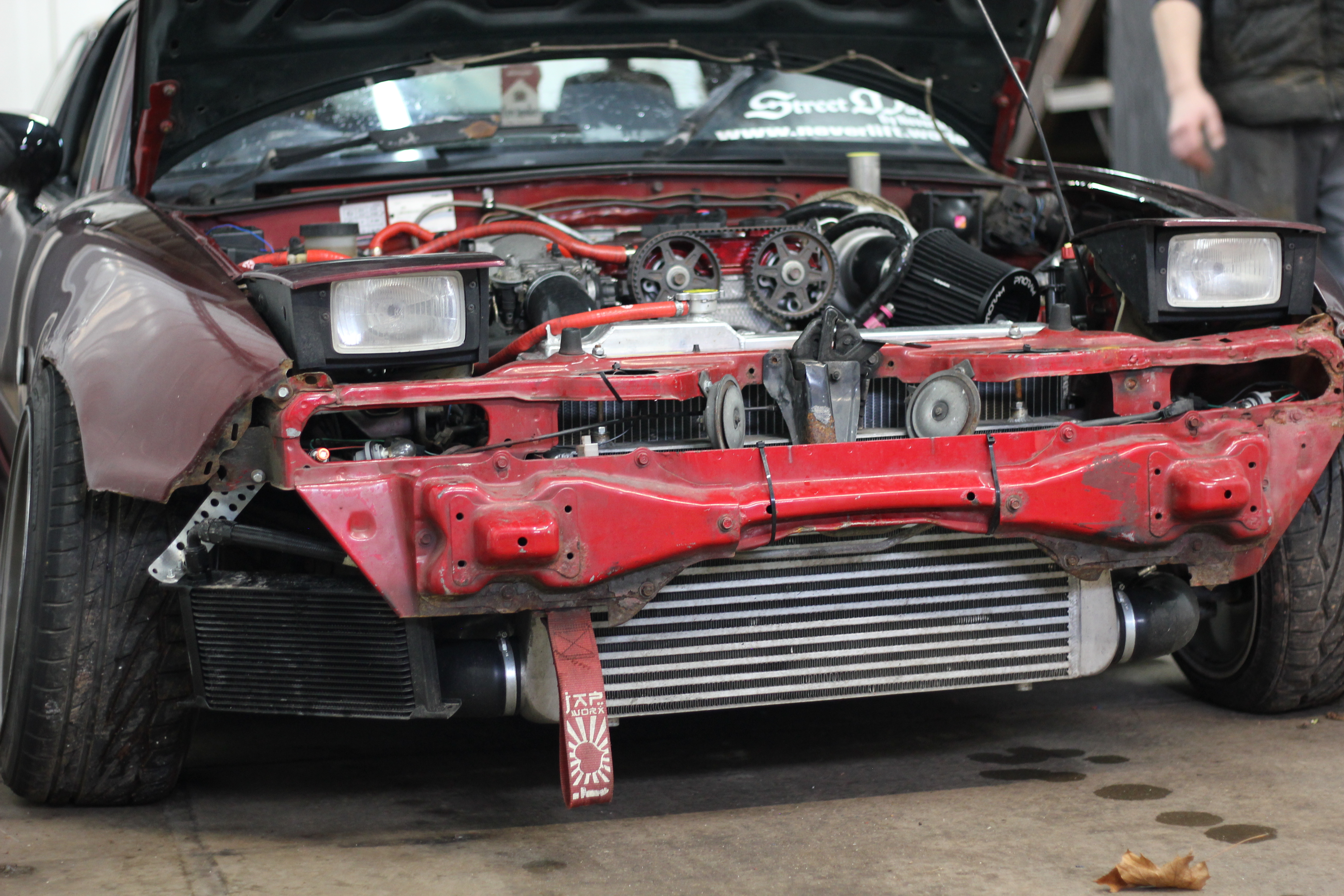 Tom's turbo MX-5 drift car showing the real vehicle behind the heat management example